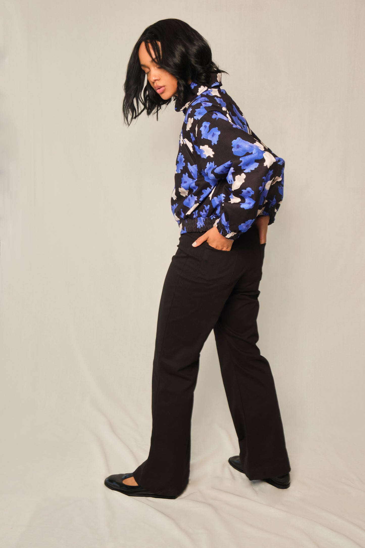 Citadel Bomber Jacket – Jacaranda Blue Print Cotton