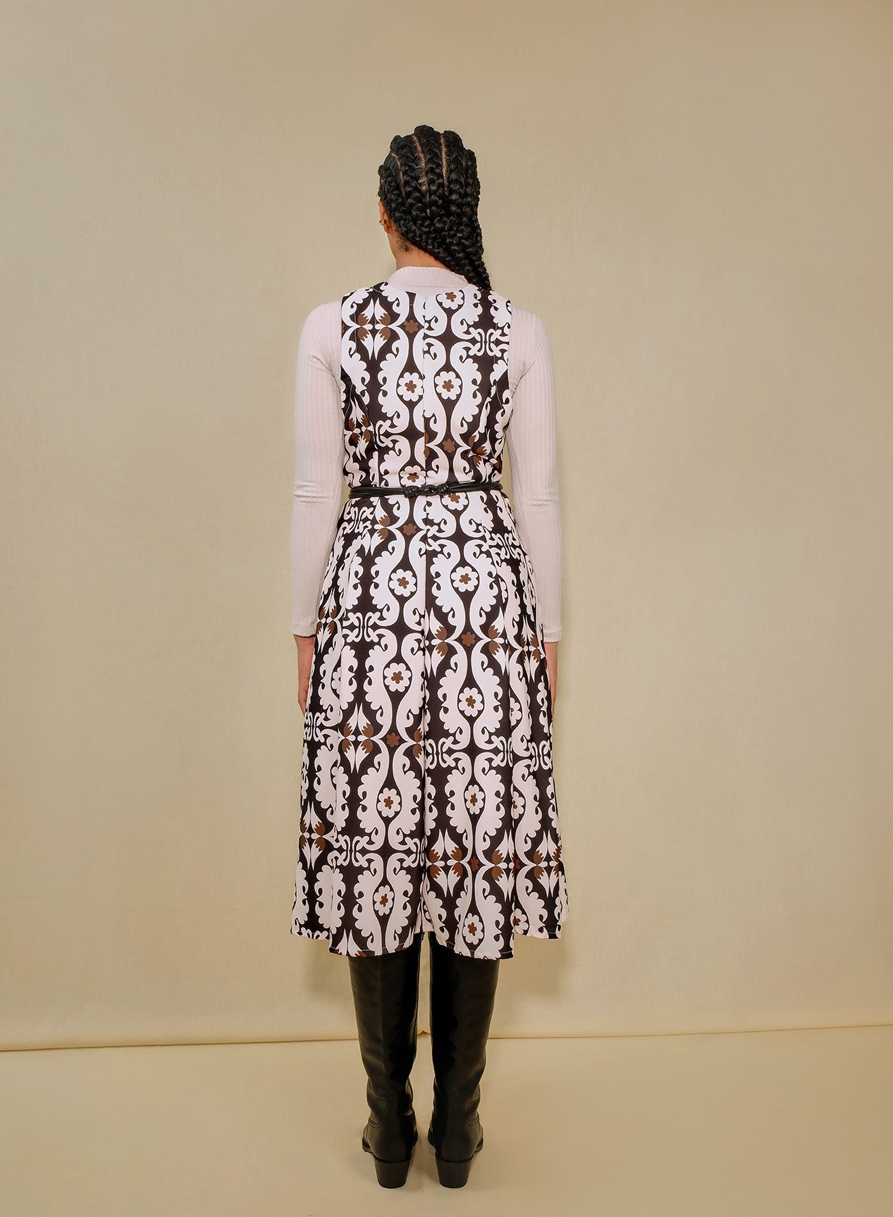 Ranch Dress – Sleeveless A-Line Midi in Recycled Crepe (Maxi Paisley)