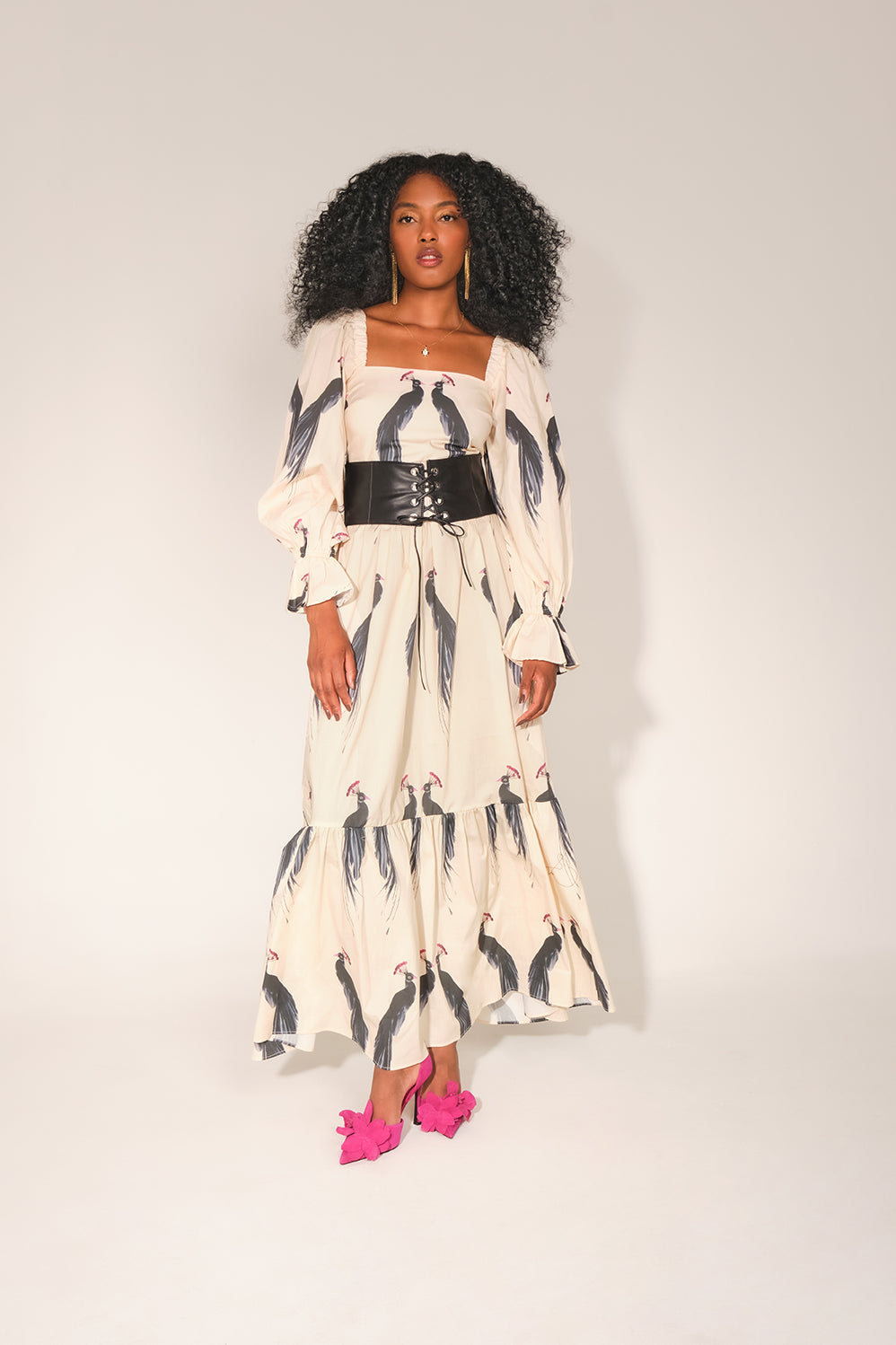 Anne B Dress - Cream Peacock
