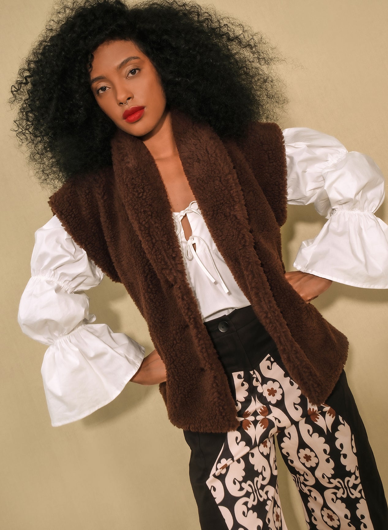 Brown Faux-Shearling Vest – Bolsa