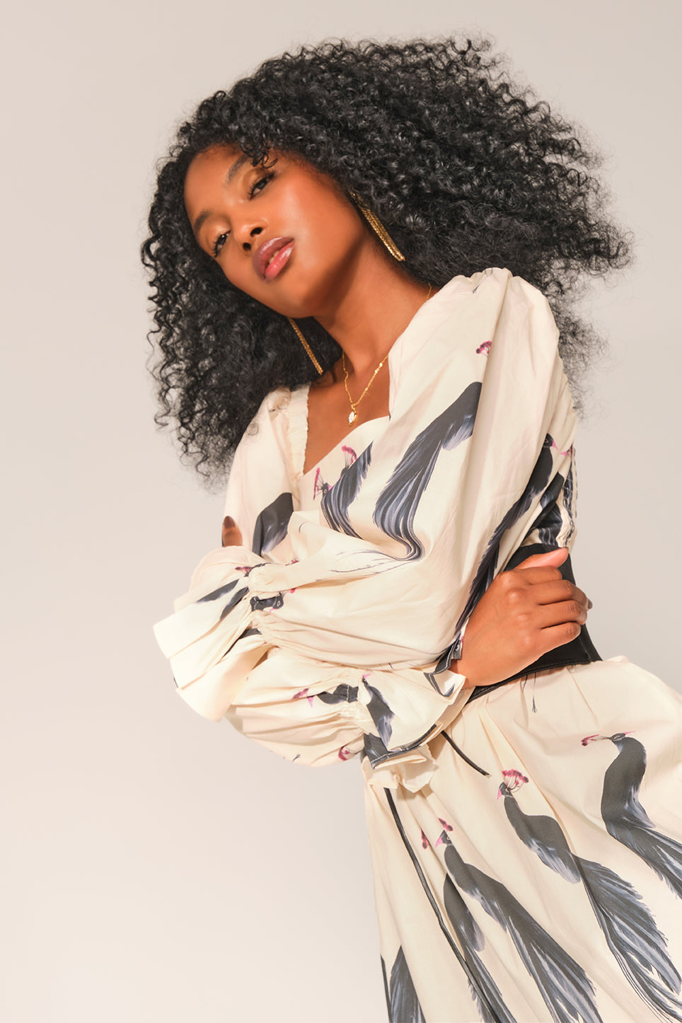 Anne B Dress - Cream Peacock