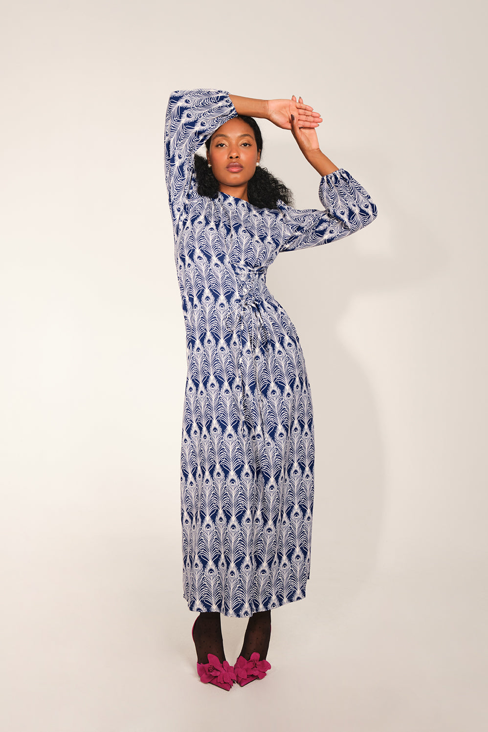 Lilibet Dress - Navy Feather