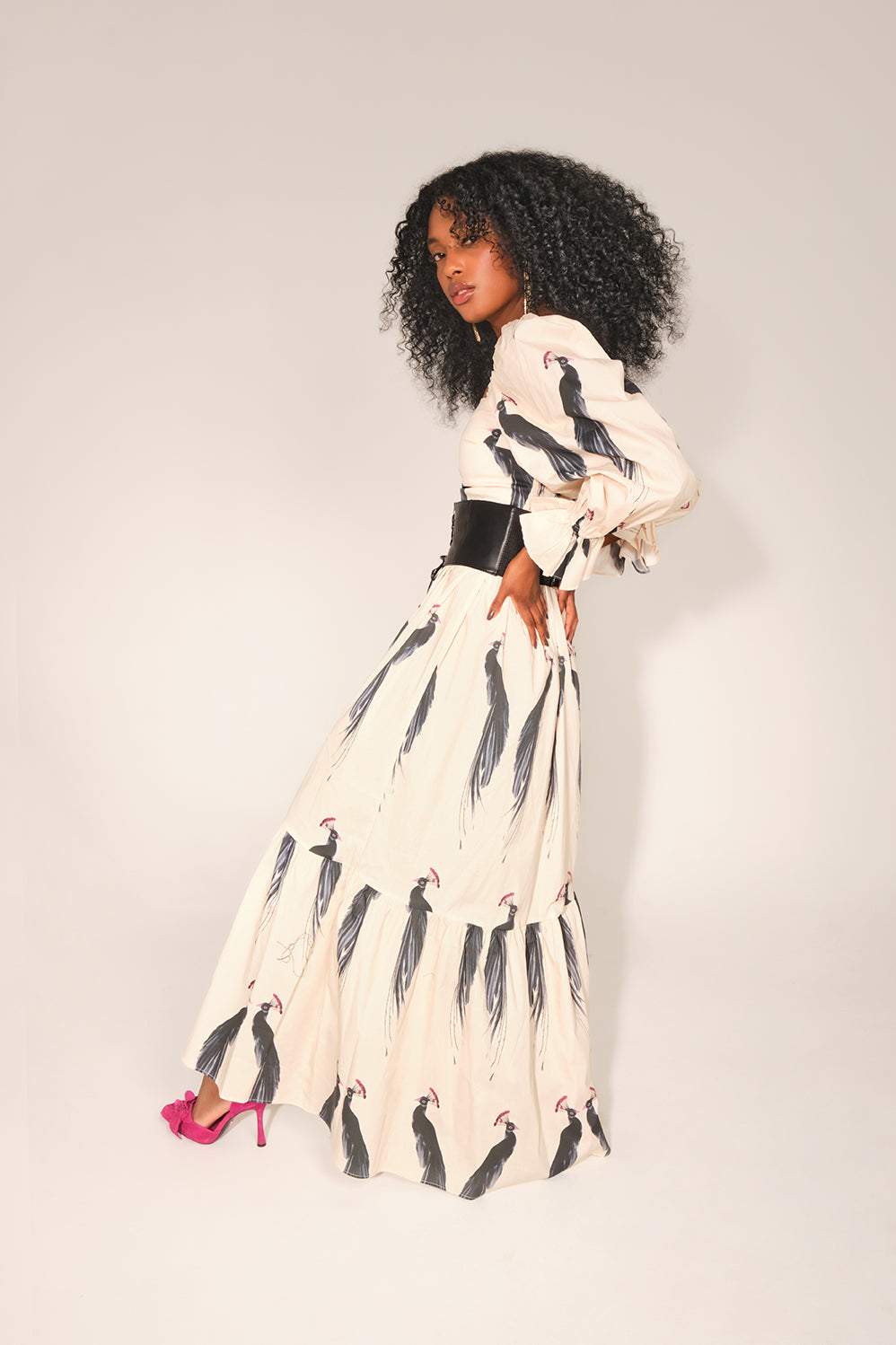 Anne B Dress - Cream Peacock