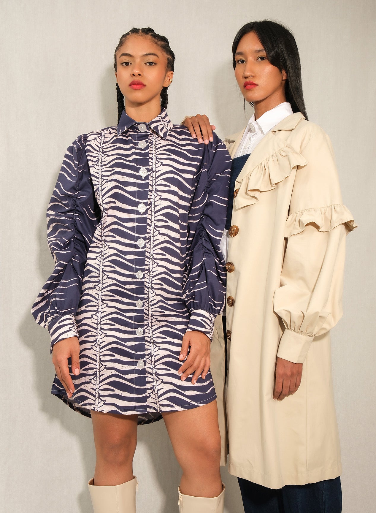 Women’s Ruffle Trench Coat – Eagle (Volant Detail)