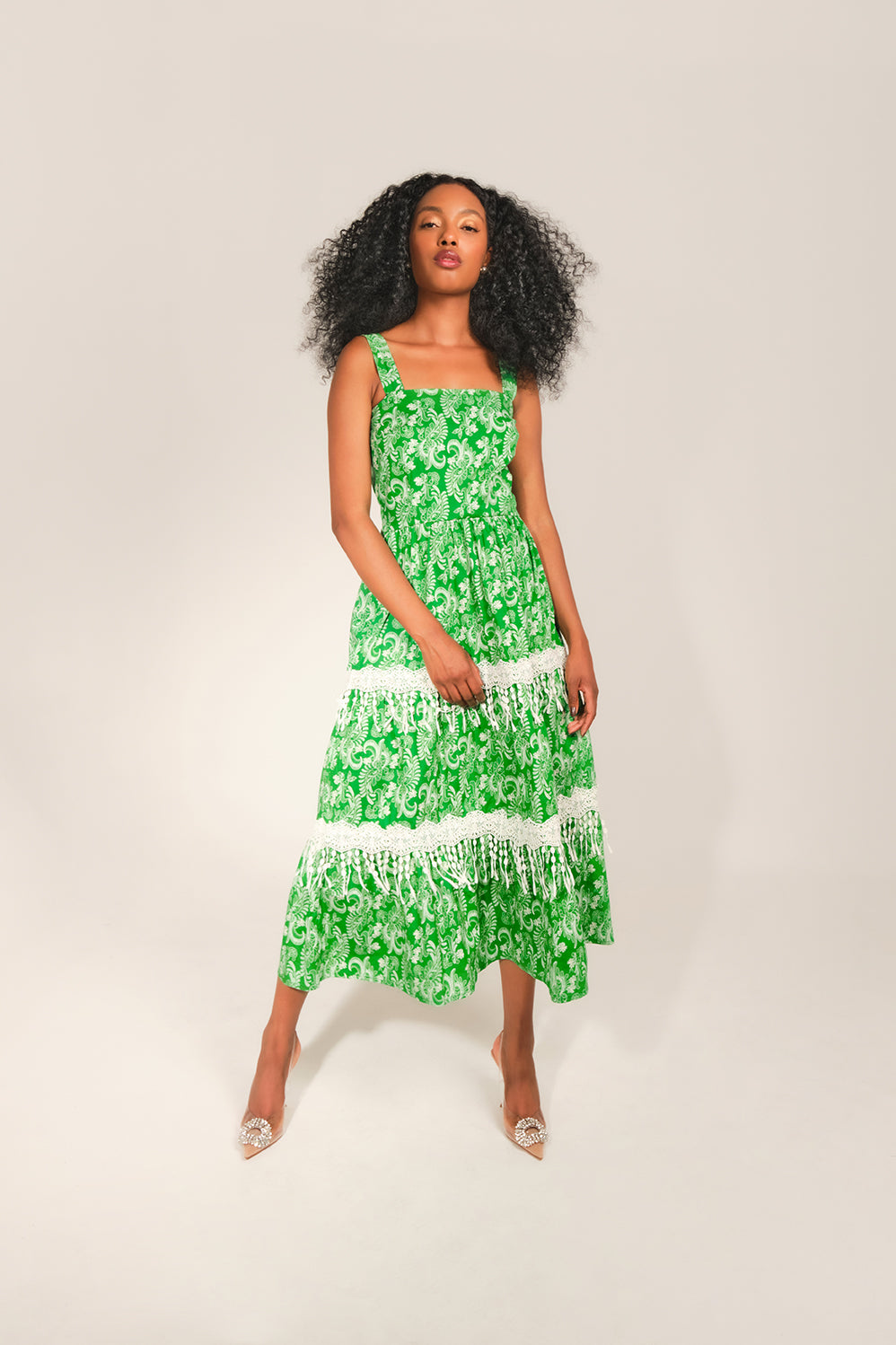 Antoniette Dress - Green Lace