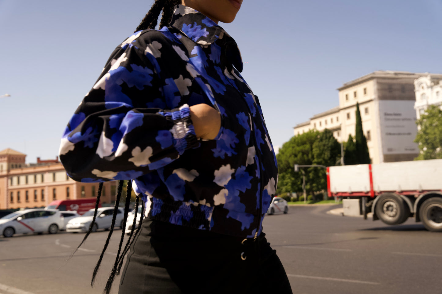 Citadel Bomber Jacket – Jacaranda Blue Print Cotton