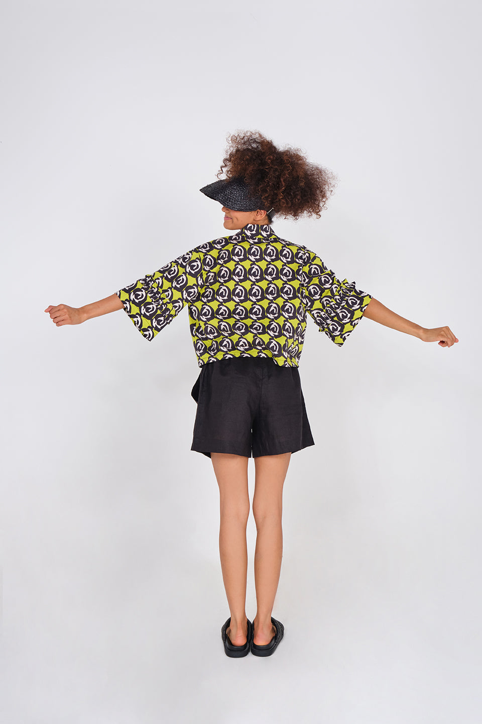 Guinea Shirt - Black Lime Mini Roses