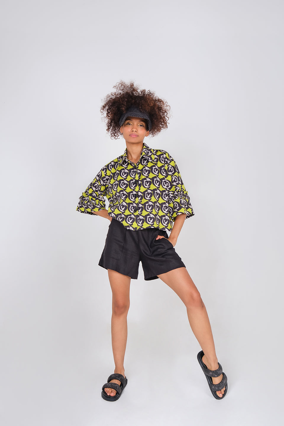 Guinea Shirt - Black Lime Mini Roses