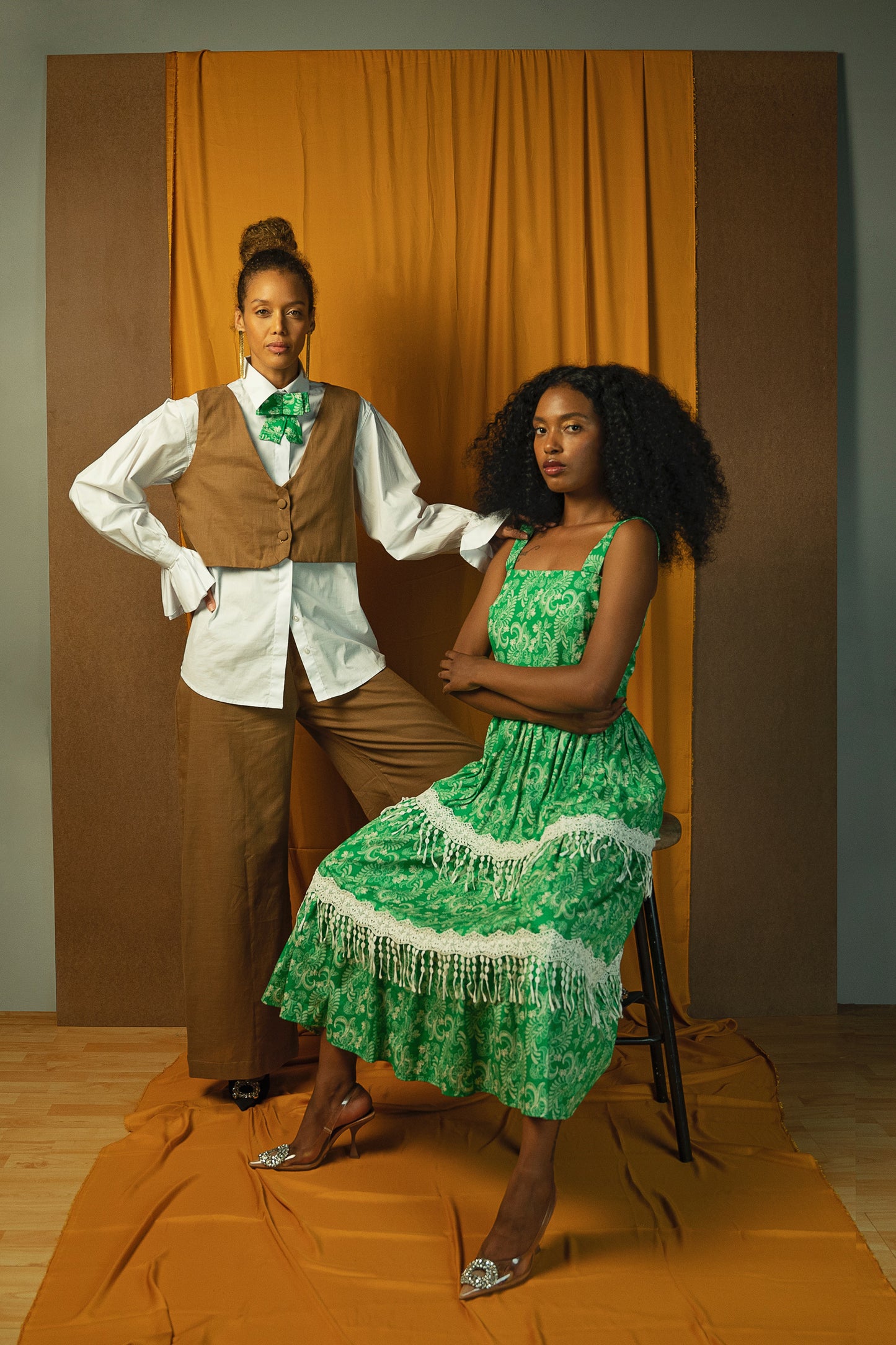Antoniette Dress - Green Lace