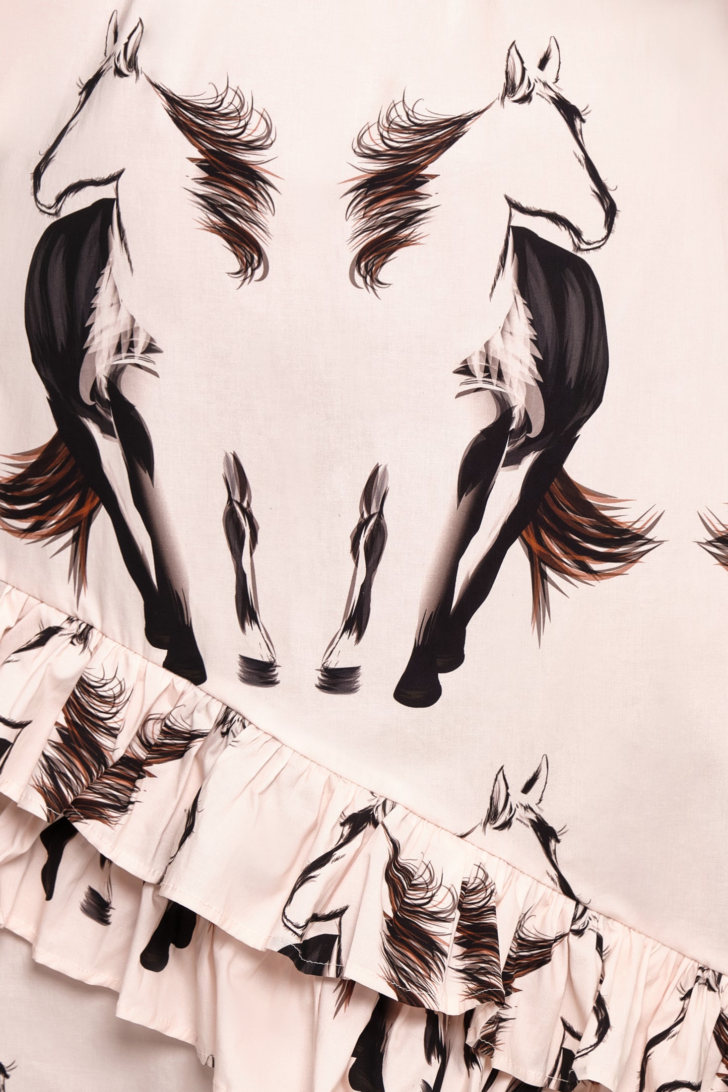 Gaucho Ruffle Maxi Skirt – Horse Print Poplin