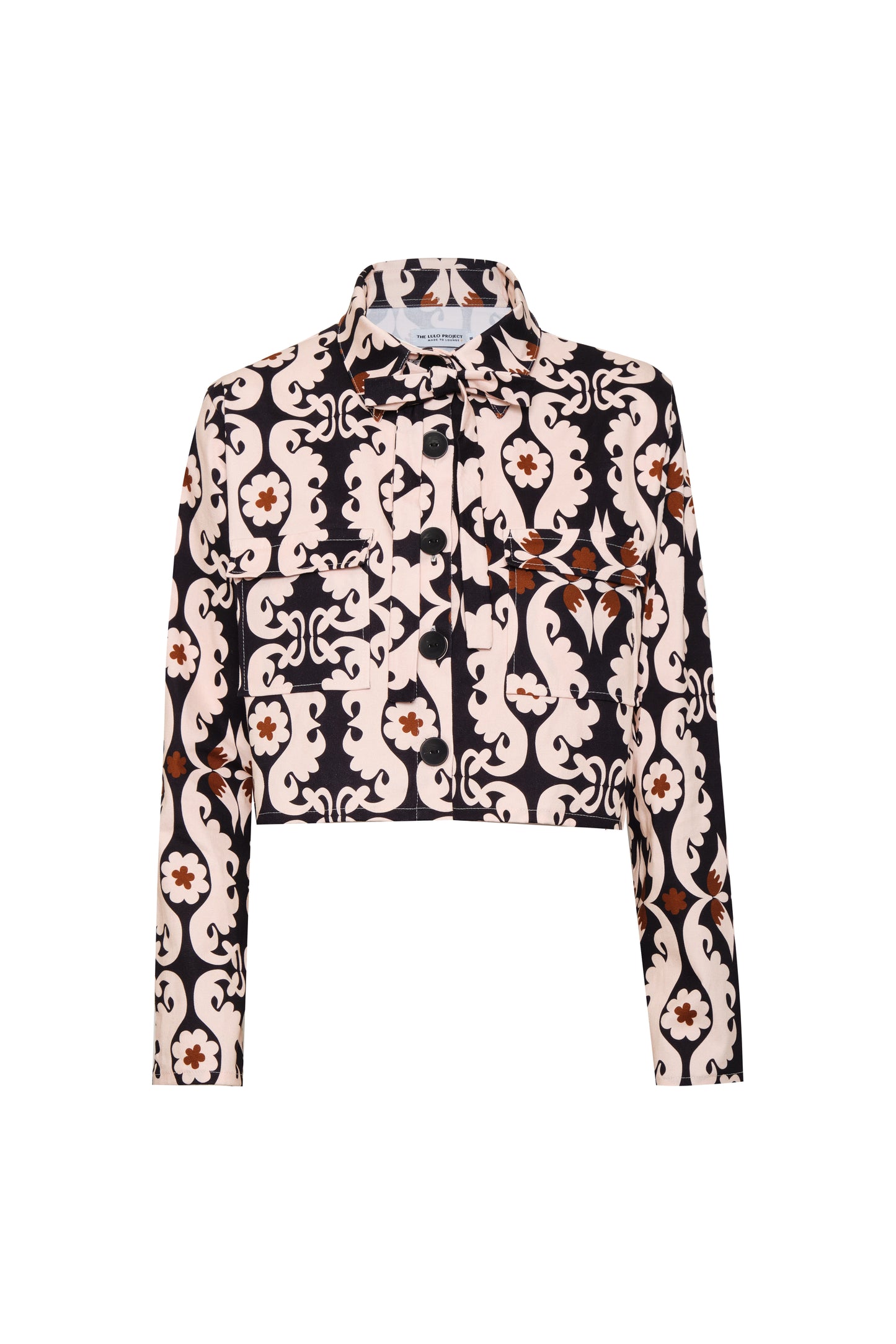 cropped paisley jacket in heavy cotton with flap pockets