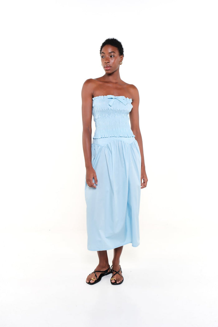 MADDY POPLIN SKIRT - BABY BLUE