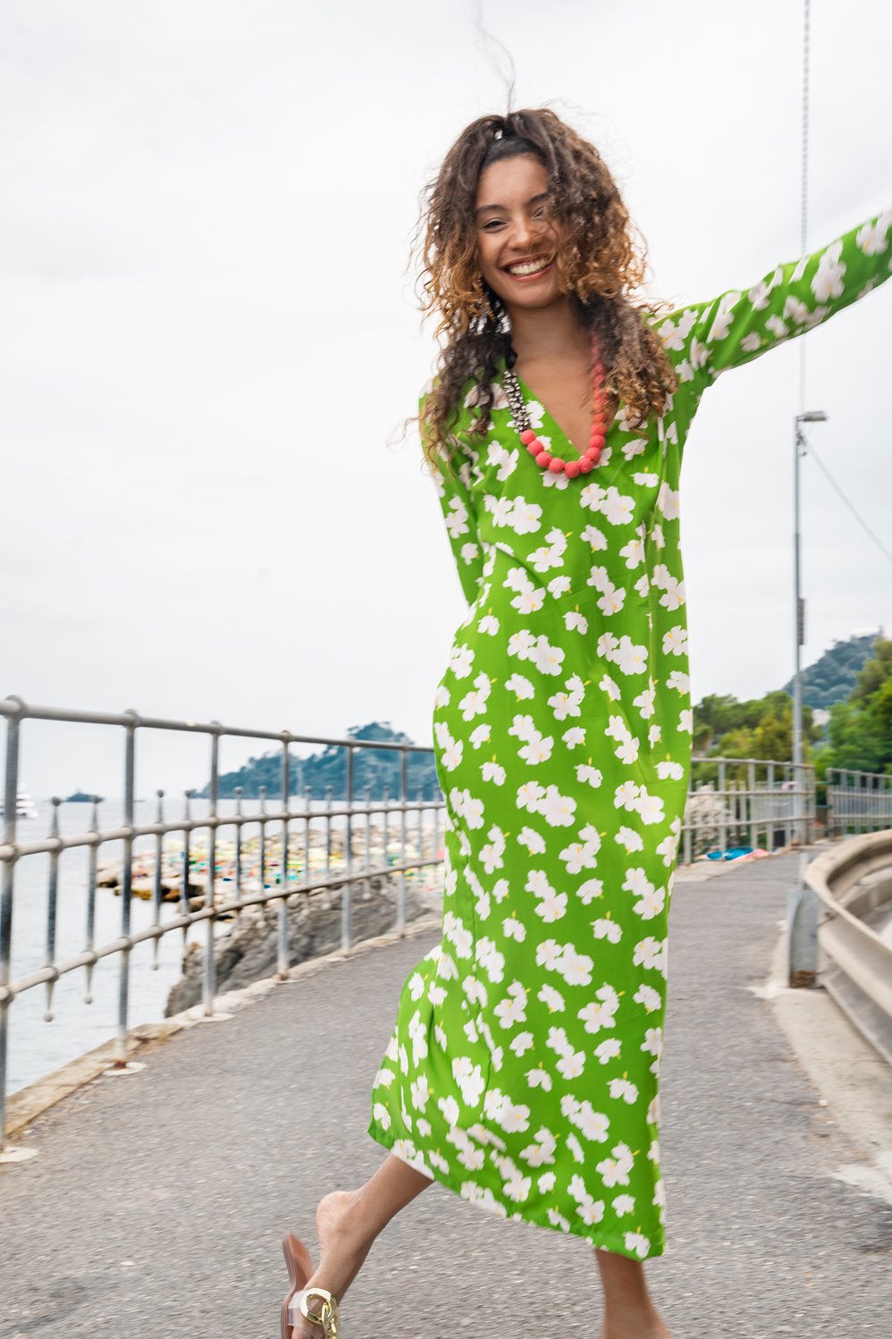 Siesta Dress - Green Hibiscus