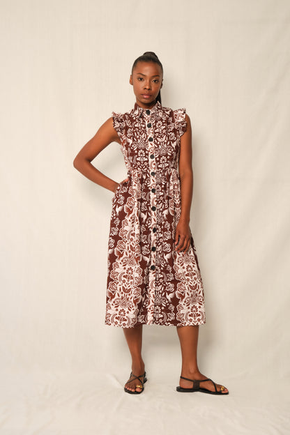 FLYING PIER DRESS - RED FOLK PAISLEY