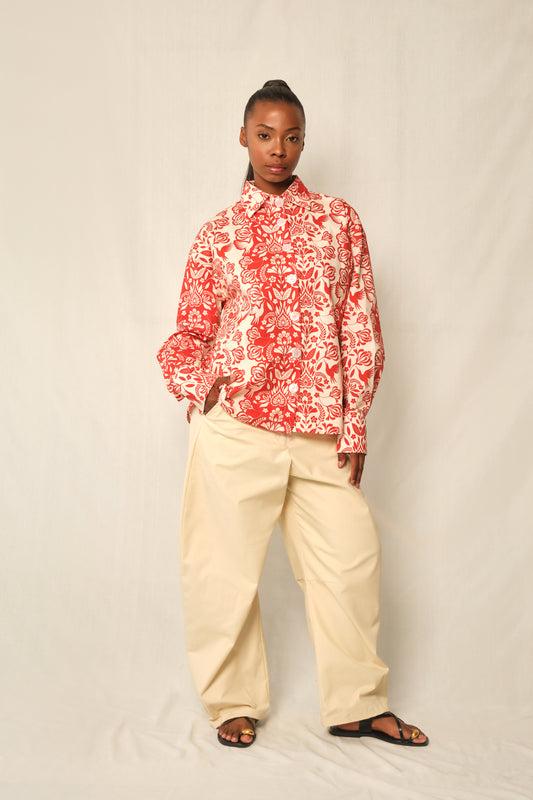 The Ceremony Shirt - Red Folk Paisley