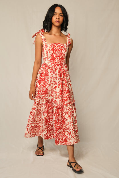 The Backbone Dress - Red Folk Paisley