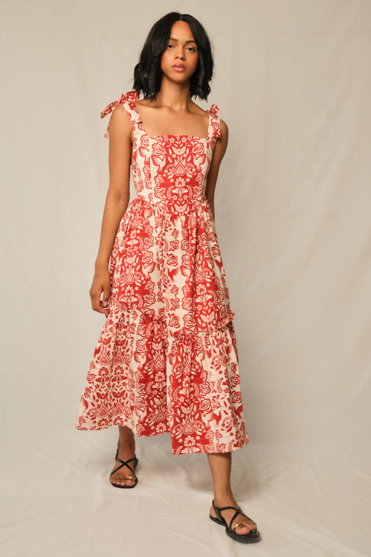 The Backbone Dress - Red Folk Paisley