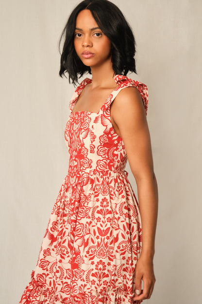 The Backbone Dress - Red Folk Paisley