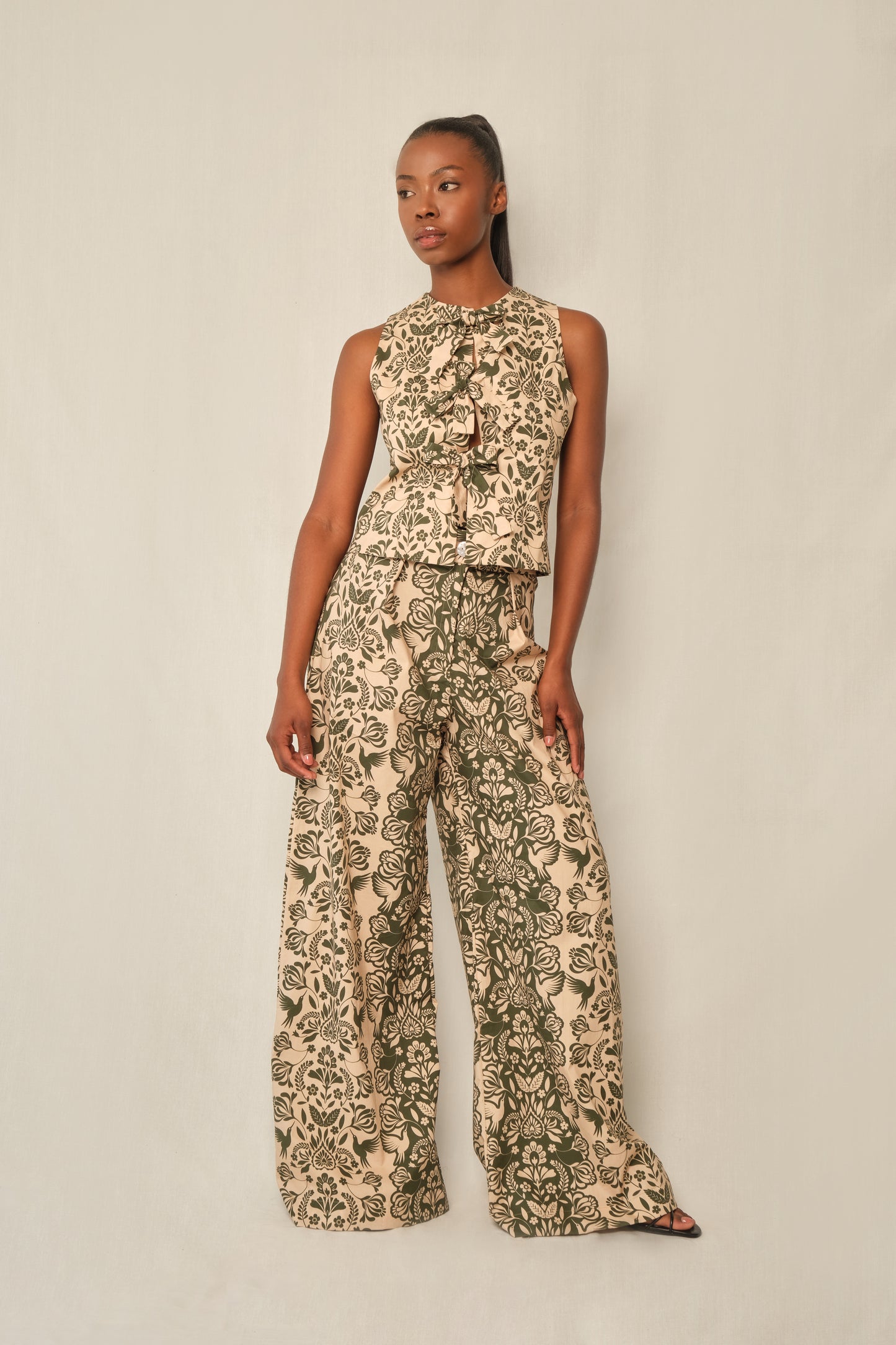 Michelle Pants - Green Folk Paisley