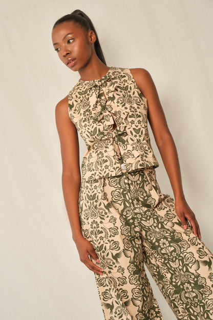 MICHELLE PANTS - GREEN FOLK PAISLEY