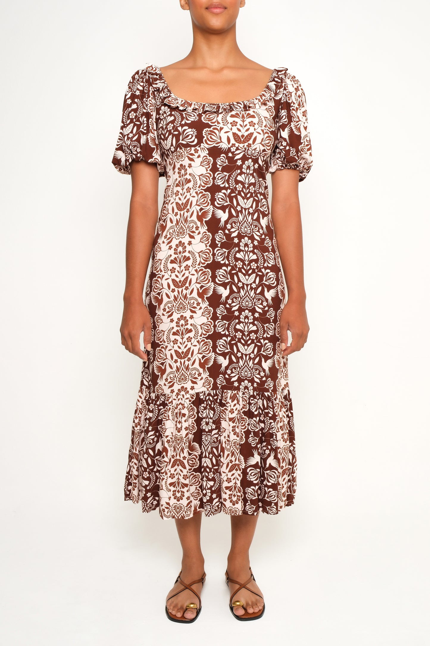 Signal Dress in Floral Print – Flattering Midi Dress with Puff Sleeves | The Lulo Project