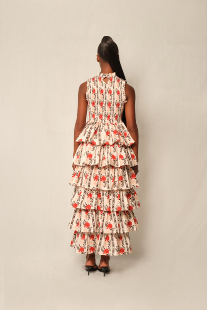 The Reign Dress - Beige Laced in Bloom