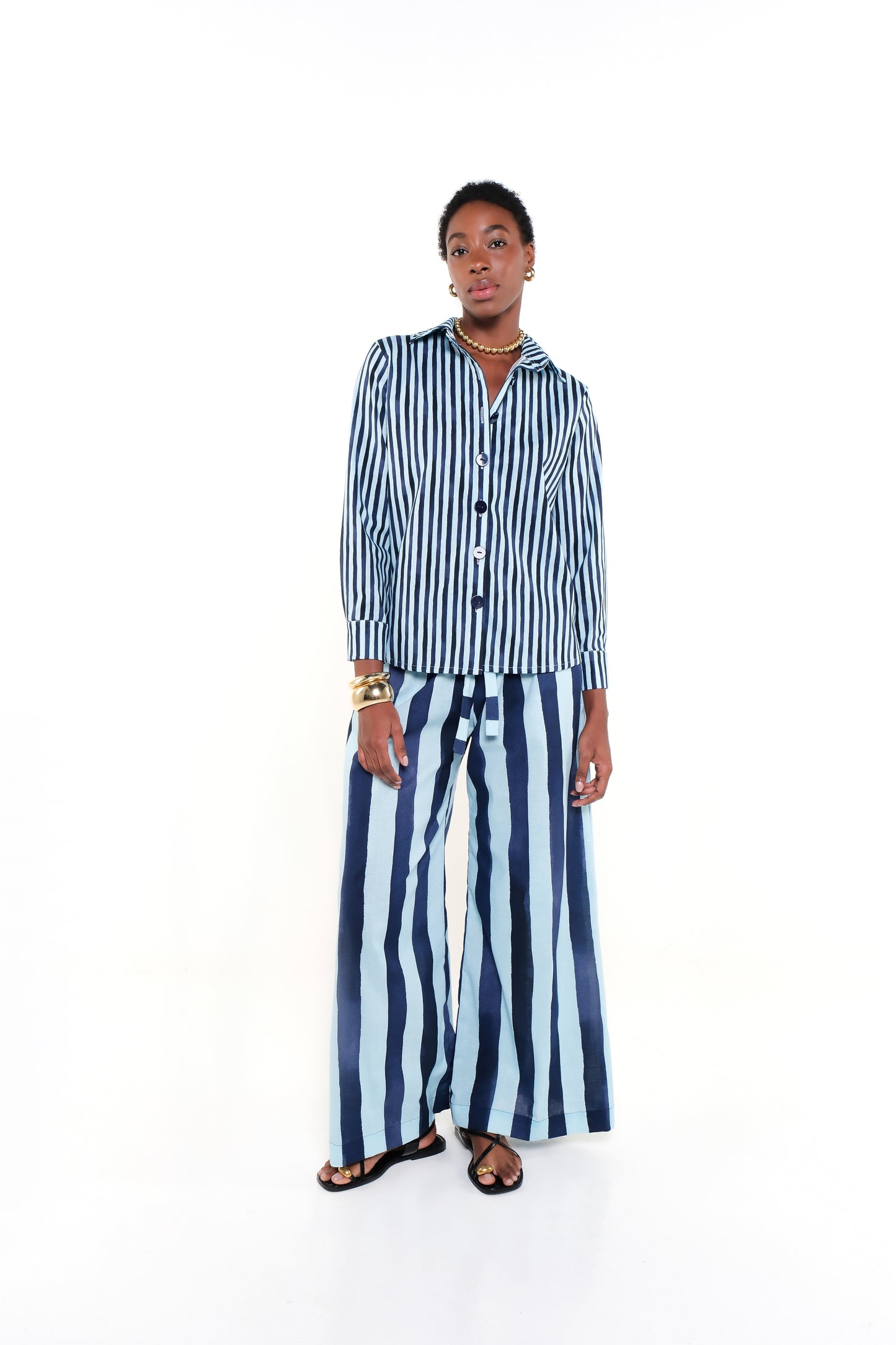 OLIVIA SHIRT - HERITAGE STRIPES MAXI BLUE