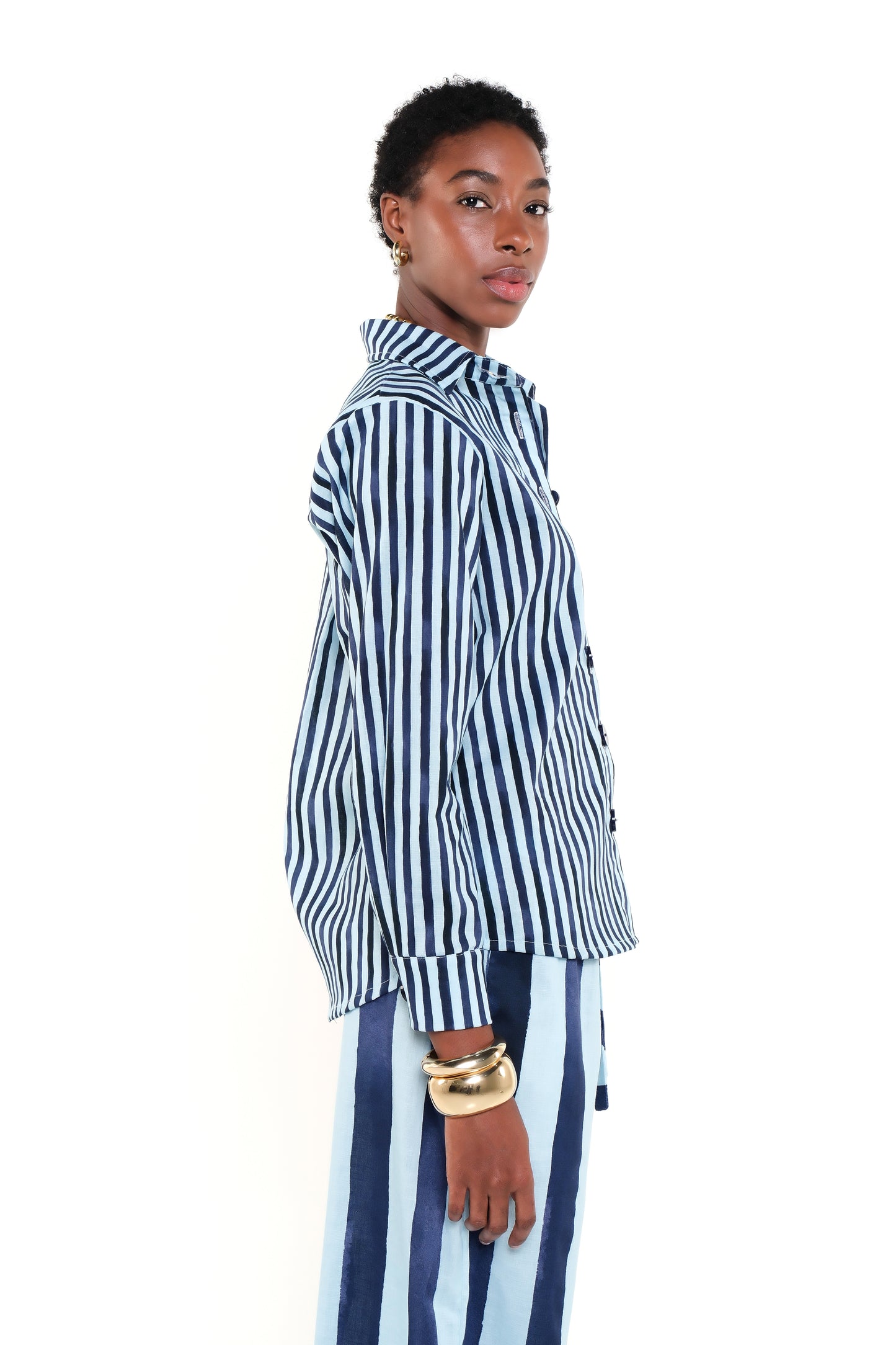 OLIVIA SHIRT - HERITAGE STRIPES MAXI BLUE