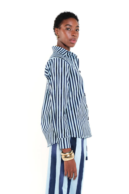 OLIVIA SHIRT - HERITAGE STRIPES MAXI BLUE