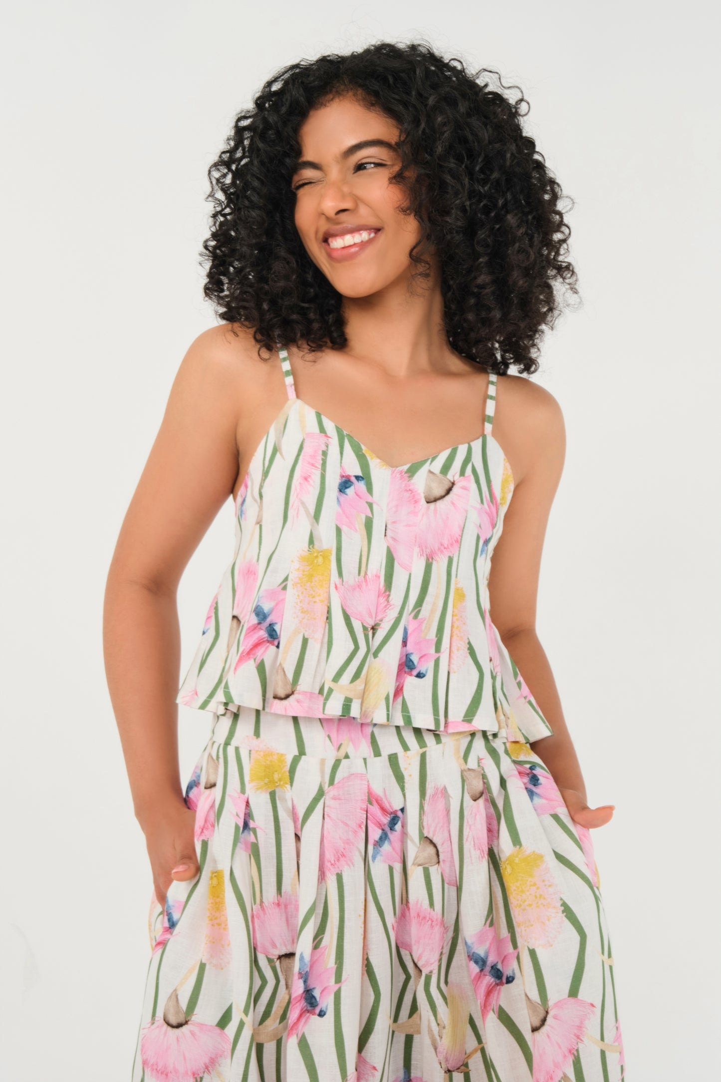 Reef Skirt in Aussie Desert Flowers Linen