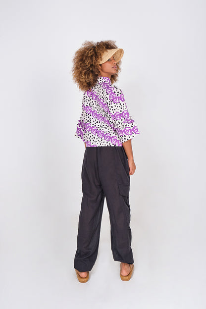 Guinea Shirt - Diagonal Purple Mini Rose