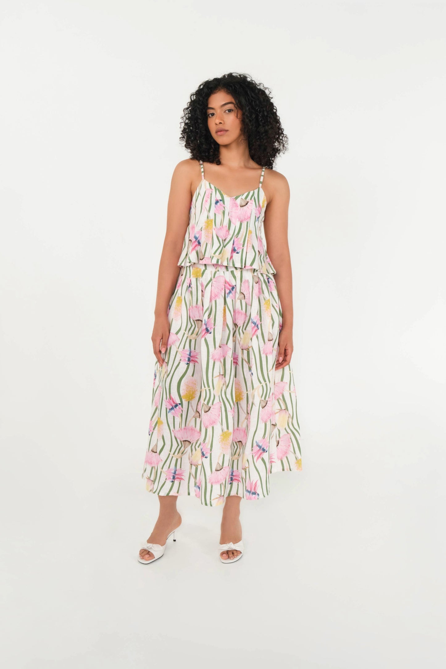 Reef Top en lino Aussie Desert Flowers