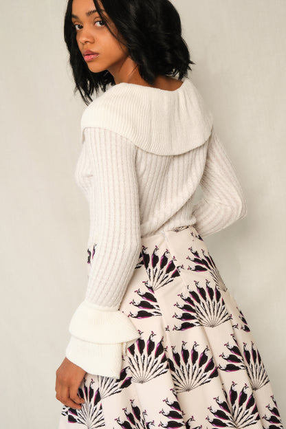 Echo A-Line Panel Skirt – Throated Ivory Print (Heavy Cotton)