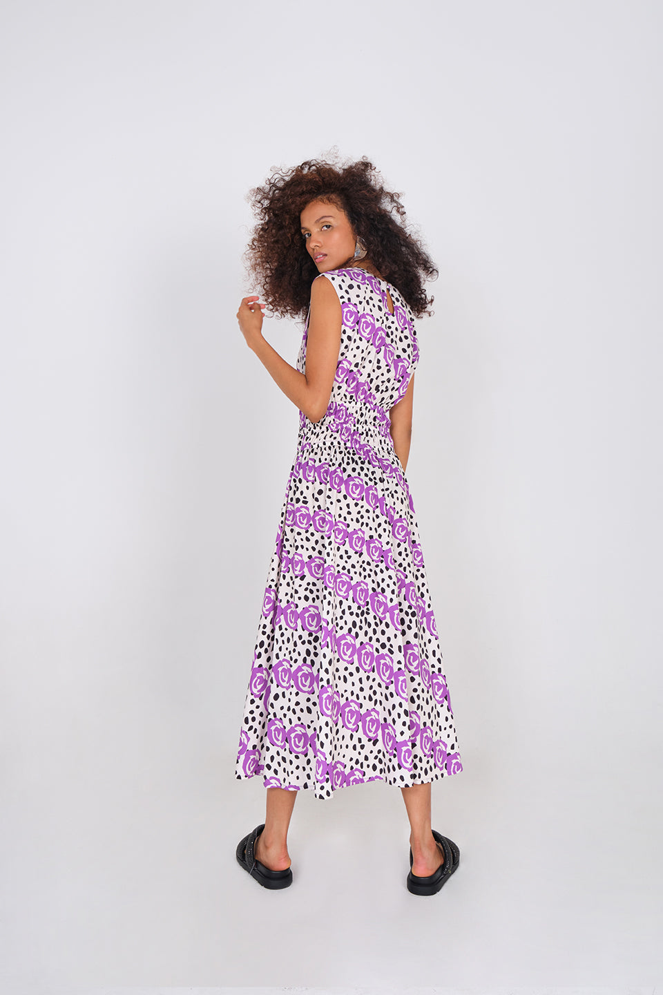 Bantu Dress - Diagonal Purple Maxi Rose