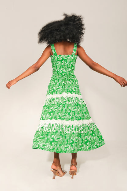 Antoniette Dress - Green Lace