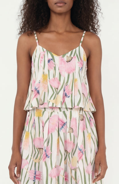 Reef Top en lino Aussie Desert Flowers