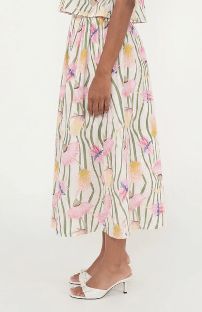 Reef Skirt in Aussie Desert Flowers Linen