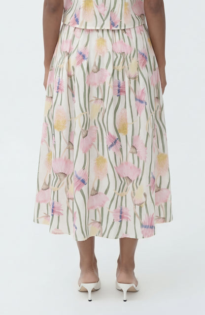 Reef Skirt in Aussie Desert Flowers Linen
