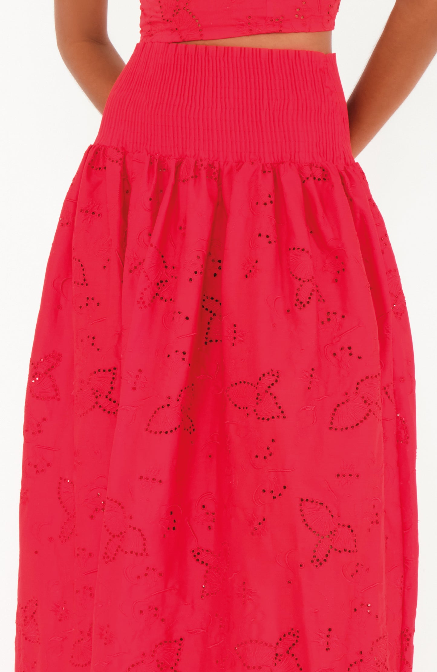The Drift Skirt in Red Bird Eyelet Cotton