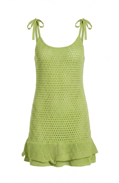 The Suntrace Knit Mini Dress in Lime