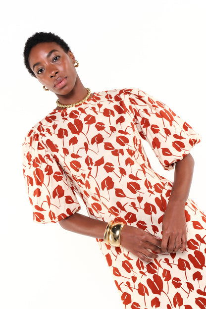 THE DAWN DRESS - RED BRAVE FLORA