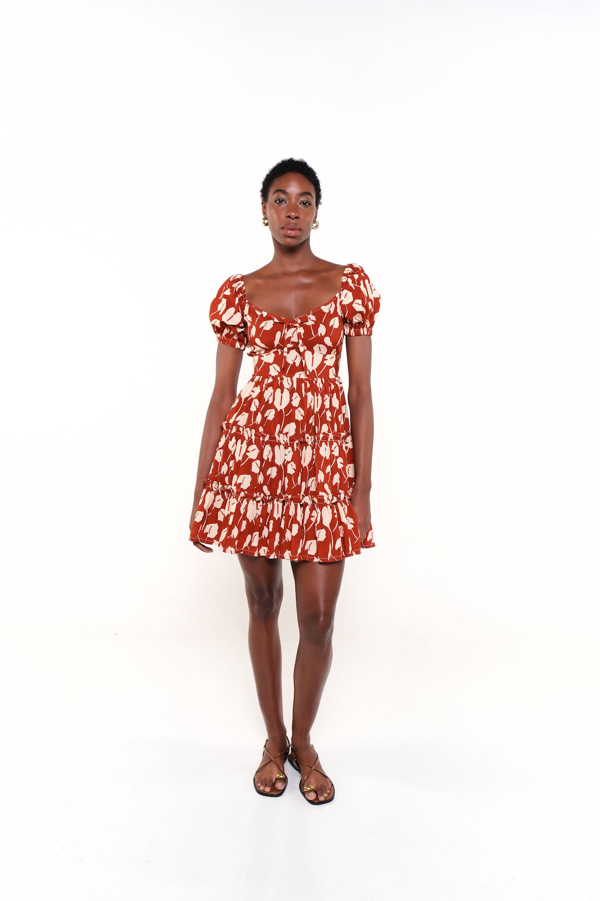 THE BLOOM MINI DRESS - BEIGE BRAVE FLORA