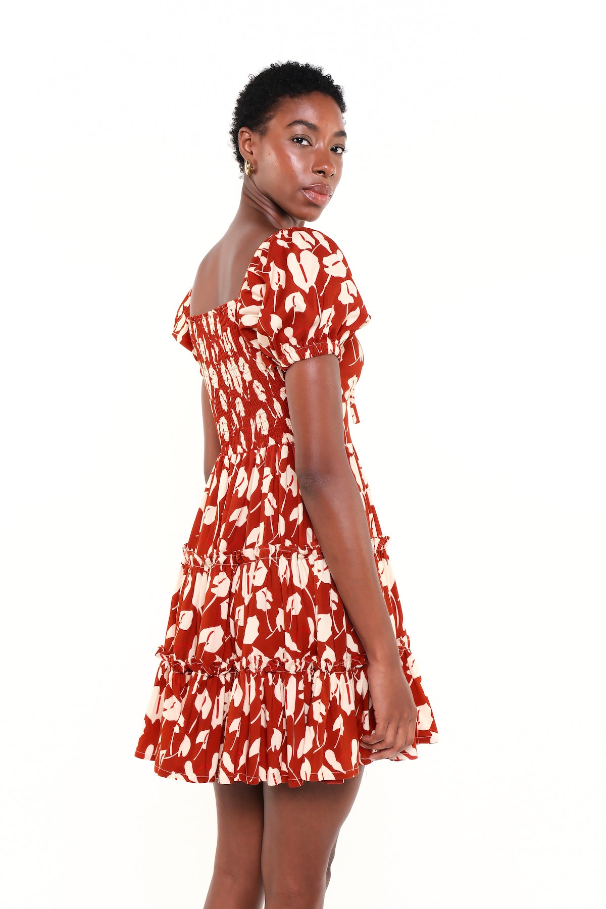 THE BLOOM MINI DRESS - BEIGE BRAVE FLORA