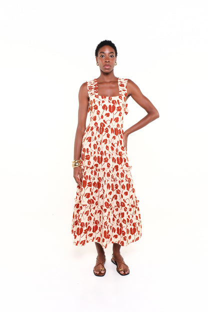 THE NEW SUNSET DRESS - RED BRAVE FLORA
