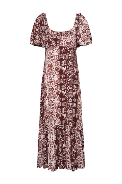 Signal Dress in Floral Print – Flattering Midi Dress with Puff Sleeves | The Lulo Project