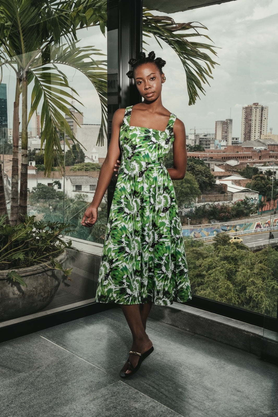 THE BREEZE DRESS - GREEN BLOOM