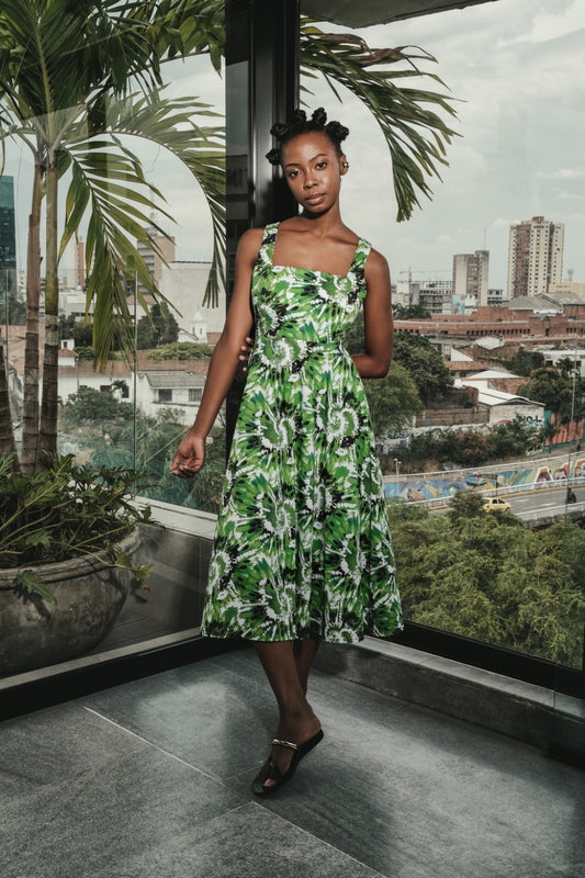 THE BREEZE DRESS - GREEN BLOOM