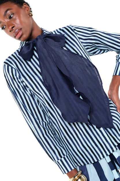 OLIVIA SHIRT - HERITAGE STRIPES MAXI BLUE