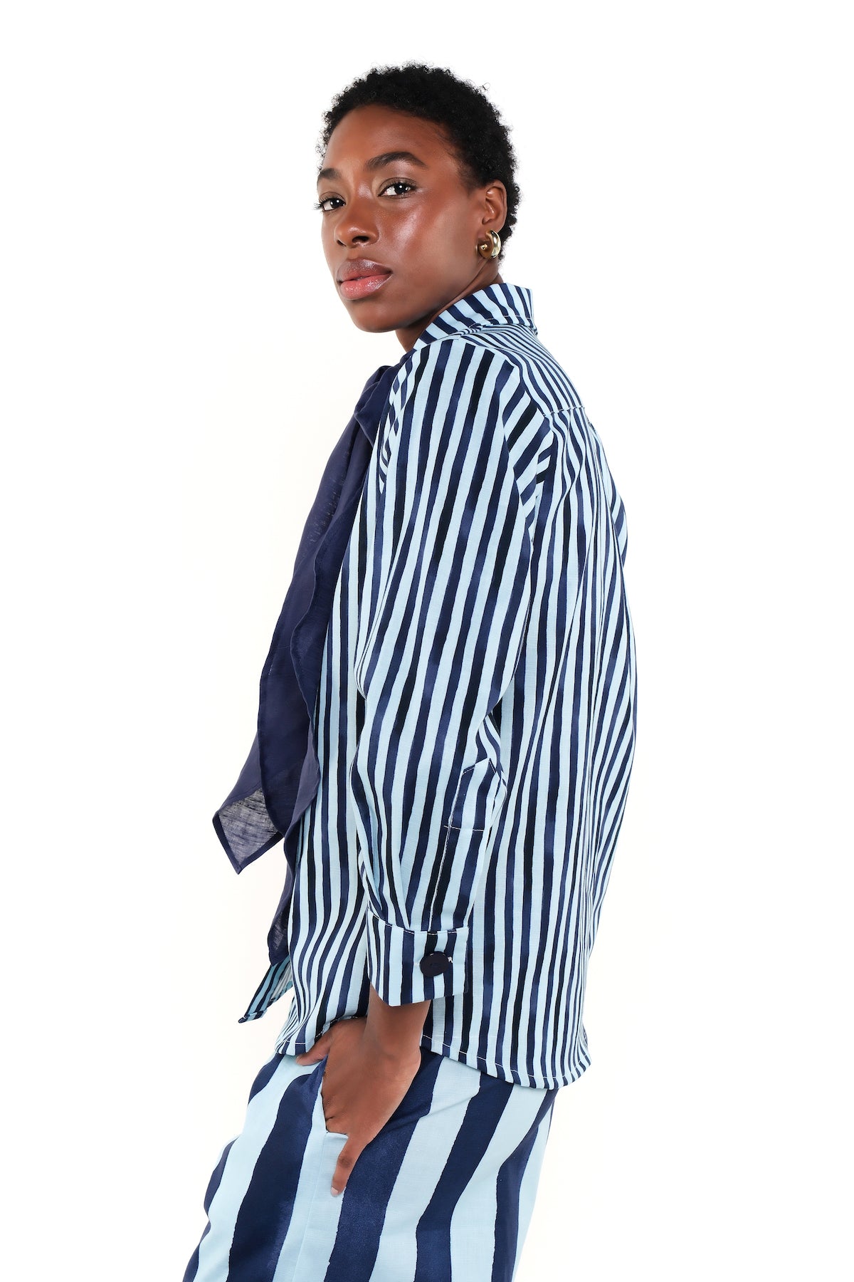 OLIVIA SHIRT - HERITAGE STRIPES MAXI BLUE