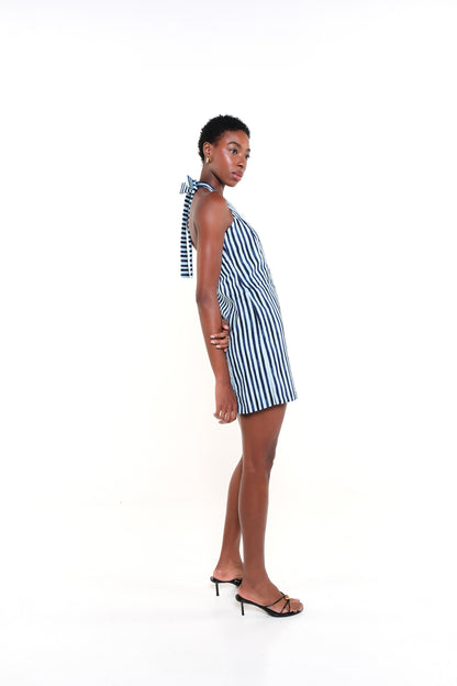 ANA DRESS - HERITAGE STRIPES MINI BLUE